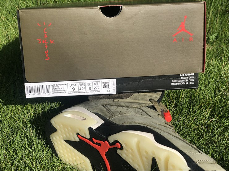 Nike Air Jordan 6 Retro SP Travis Scott Olive Green Sneakers