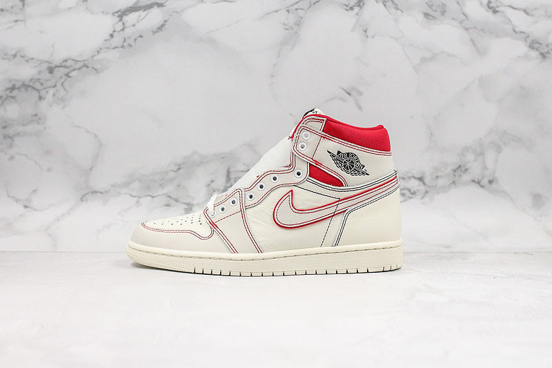 Nike Air Jordan 1 Retro High-Top Phantom White Red Sneakers