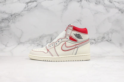 Nike Air Jordan 1 Retro High-Top Phantom White Red Sneakers