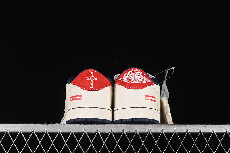 Travis Scott Fragment Design Nike Air Jordan 1 Low OG SP Red Blue White Sneakers