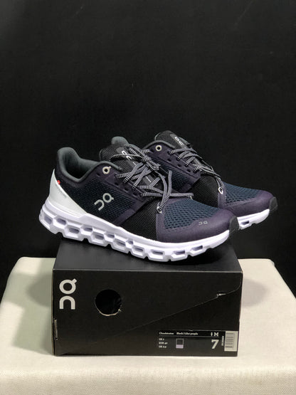 On Running Cloudstratus Shock-Absorbing And Breathable Running Shoes Black/Dark Purple