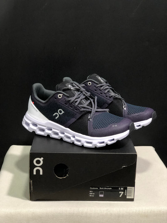 On Running Cloudstratus Shock-Absorbing And Breathable Running Shoes Black/Dark Purple