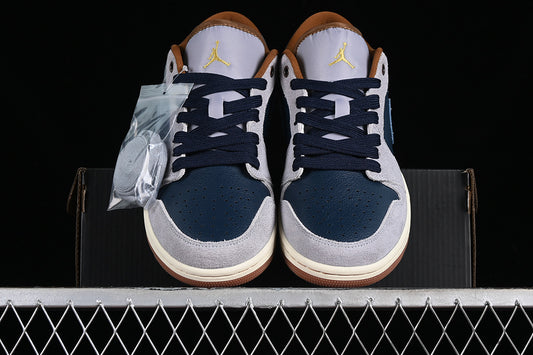 Nike Air Jordan 1 Low Phantom Coconut Milk Amber Brown Star Blue Sneakers
