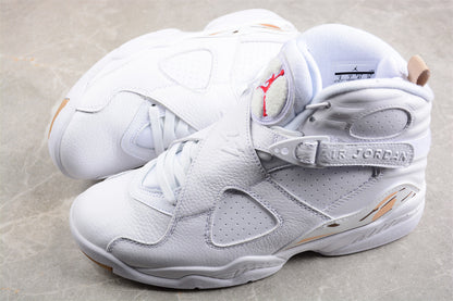 OVO Nike Air Jordan 8 Retro White Metallic Gold Sneakers