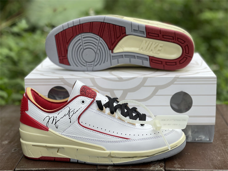 Nike Air Jordan 2 Low Off-White White And Varsity Red Sneakers