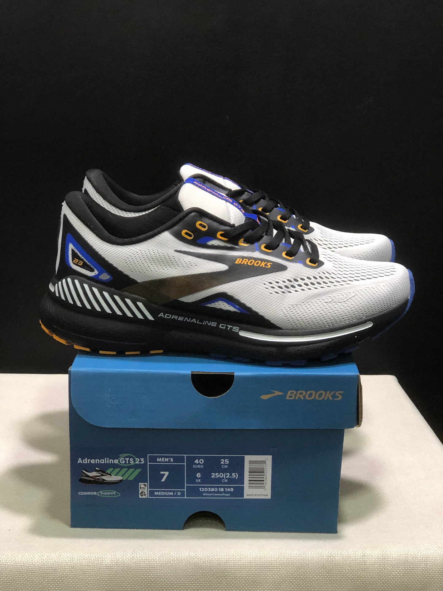 Brooks Adrenaline GTS 23 Shock-absorbing Wear-resistant Low-top Running Shoes White/Camouflage