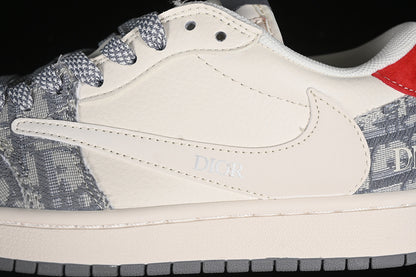 Nike Air Jordan 1 Low OG SP Off-White Travis Scott Fragment Design White Grey Sneakers