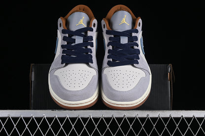 Nike Air Jordan 1 Low SE Phantom Amber Brown Star Blue Denim Sneakers