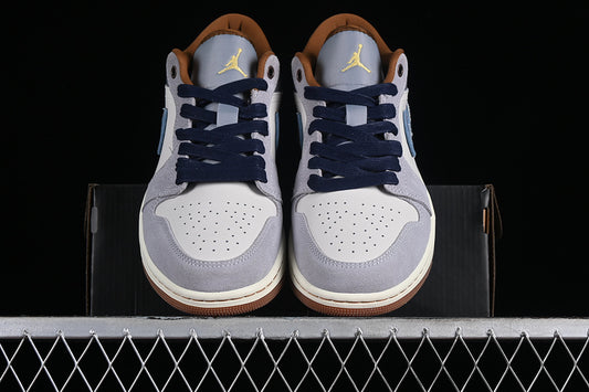 Nike Air Jordan 1 Low SE Phantom Amber Brown Star Blue Denim Sneakers