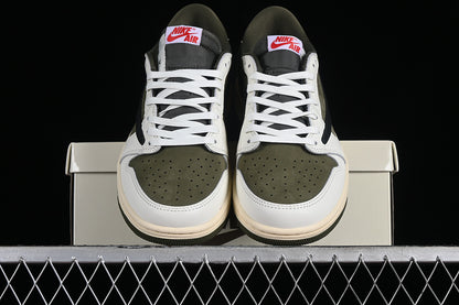 Travis Scott Nike Air Jordan 1 Low OG Medium Olive Black Sail Muslin Sneakers