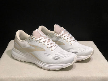 Brooks Ghost 15 Shock-absorbing Wear-resistant Low-top Running Shoes White/Light Pink