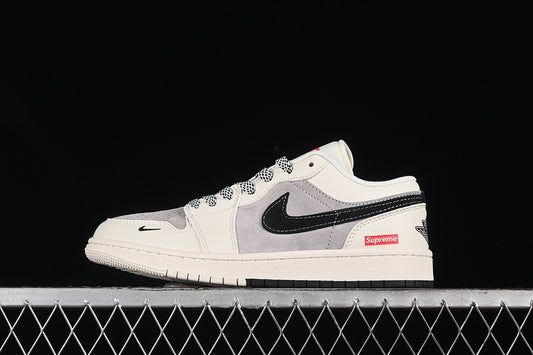 Nike Air Jordan 1 Low Supreme Black White Grey Sneakers