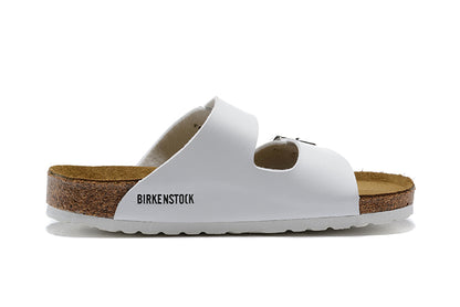 Birkenstock White Double Buckle Comfort Leather Sandals