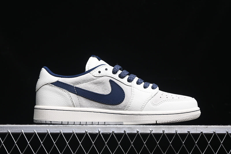Travis Scott Fragment Design Nike Air Jordan 1 Low OG SP Navy Blue White Sneakers