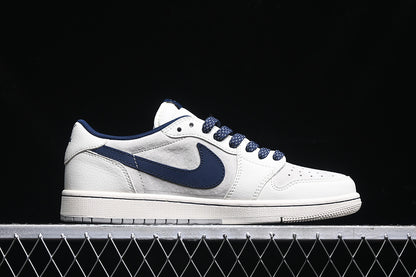 Travis Scott Fragment Design Nike Air Jordan 1 Low OG SP Navy Blue White Sneakers