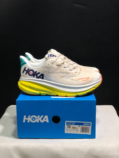 Hoka One One Clifton 9 Running Shoes Athletic Shoes Sneakers White/Yellow