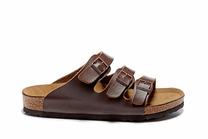 Birkenstock Florida Brown Three-Breasted Matte Leather Sandals