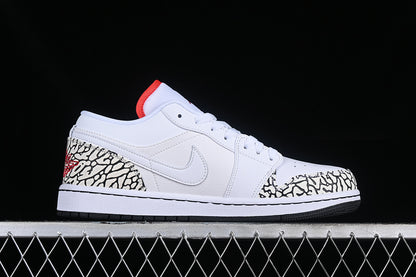 Nike Air Jordan 1 Low Black Sole Red Cement Grey White Sneakers