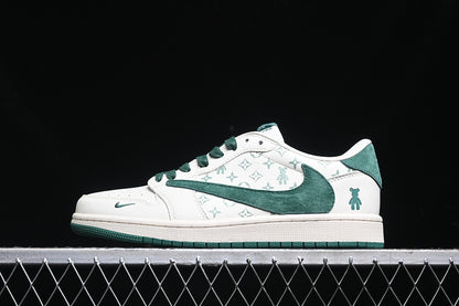 Travis Scott Fragment Design Nike Air Jordan 1 Low OG SP Green White Casual Sneakers