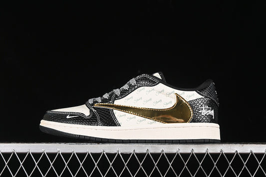 Nike Air Jordan 1 Low Travis Scott Fragment Design OG SP White Black Gold Sneakers