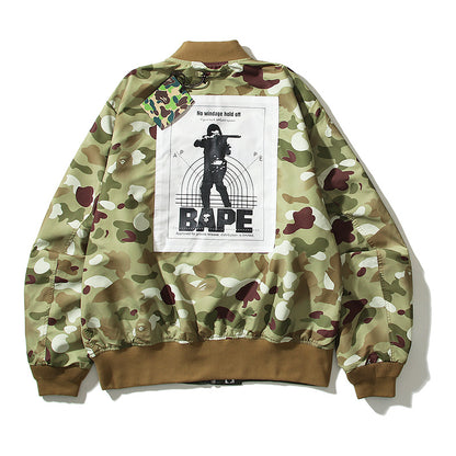 A Bathing Ape Shark-headed Military Style Double-sided Desert Camouflage Jacket