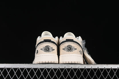 Nike Air Jordan 1 Low Black White Khaki Sneakers