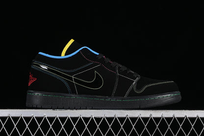 Nike Air Jordan 1 Low Yellow Blue Black Sneakers
