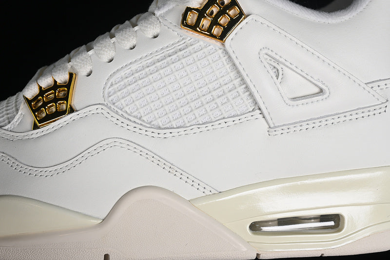Nike Air Jordan 4 Retro MetallicE Gold Sail White Sneakers