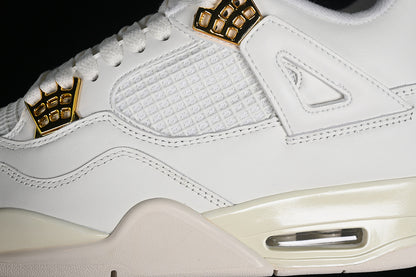 Nike Air Jordan 4 Retro MetallicE Gold Sail White Sneakers