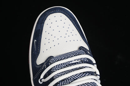 Nike Air Jordan 1 Low Red Sole White Blue Sneakers