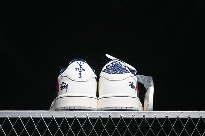 Travis Scott Fragment Design Nike Air Jordan 1 Low OG SP Navy Blue White Sneakers
