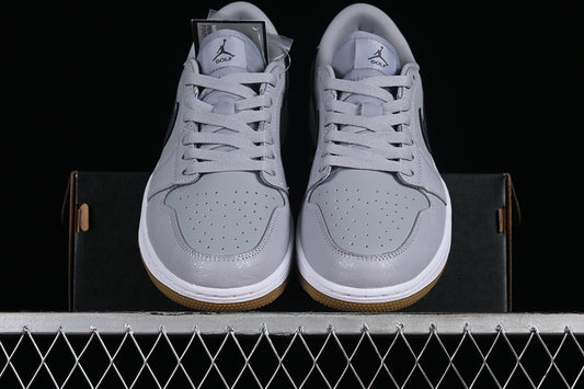 Nike Air Jordan 1 Low Wolf Grey White Gum Medium Brown Sole Sneakers