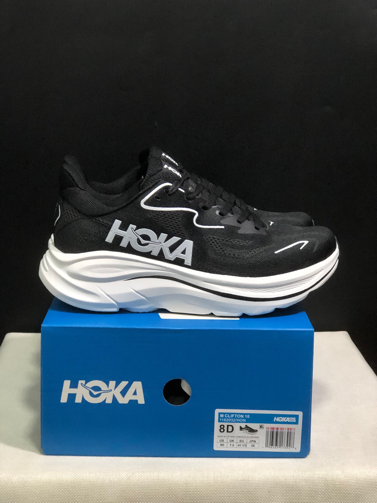 Hoka One One Clifton 10 Black/White Fashion Shoes Sneakers