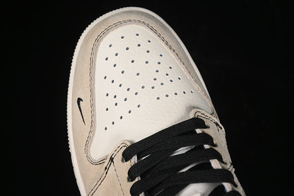 Nike Air Jordan 1 Low Black White Khaki Sneakers