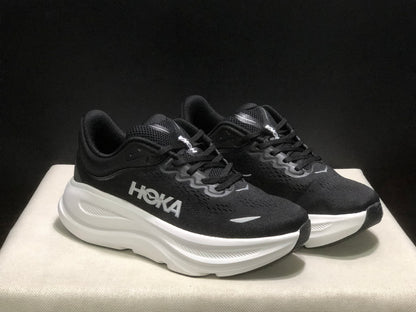 Hoka One One Bondi 9 Comfortable Low-top Running Shoes Sneakers Black/White