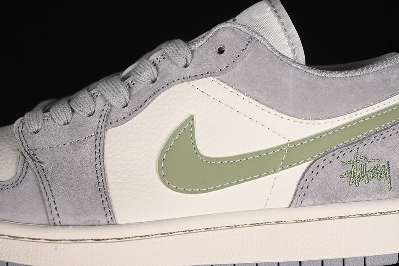 Nike Air Jordan 1 Low White Grey Green Sneakers
