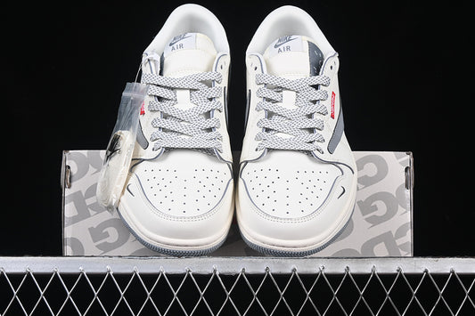Travis Scott Fragment Design Nike Air Jordan 1 Low OG SP Grey Sole White Sneakers