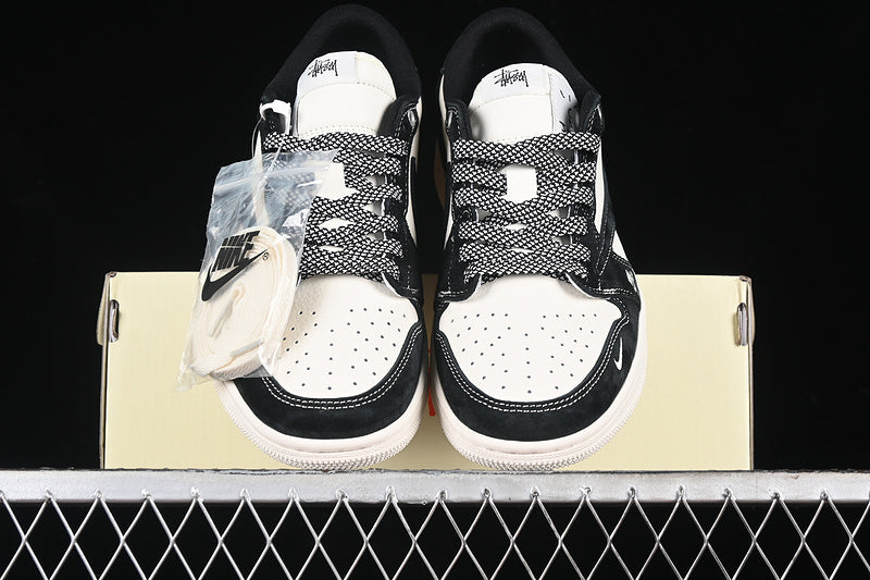 Travis Scott Fragment Design Nike Air Jordan 1 Low OG SP Black White Board Shoes