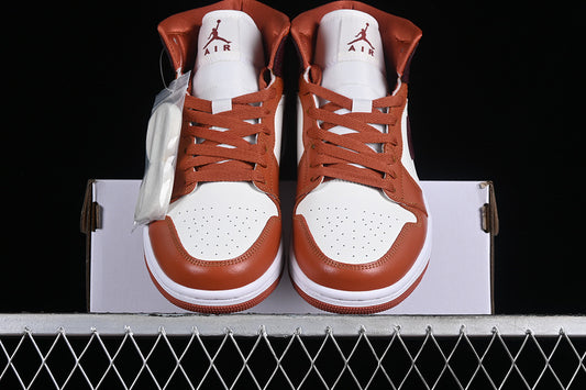 Nike Air Jordan 1 Mid White Dusty Peach Night Maroon Sail Sneakers