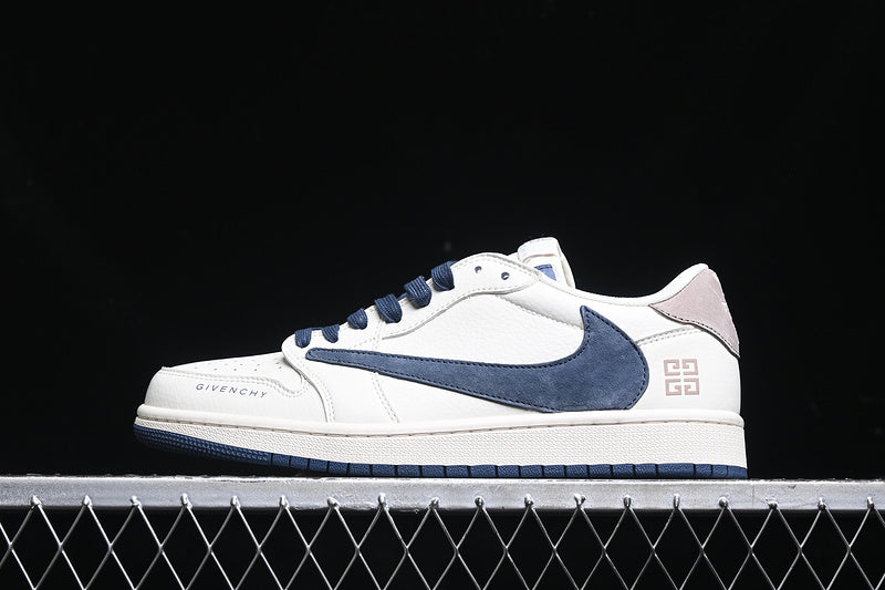 Travis Scott Fragment Design Nike Air Jordan 1 Low Givenchy OG SP Blue Sole White Sneakers