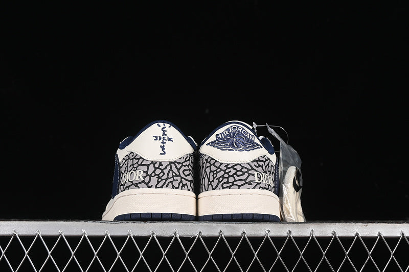 Nike Air Jordan 1 Low DIOR Travis Scott Fragment Design OG SP Black Cement White Navy Sneakers