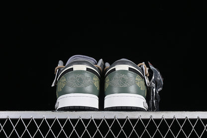Nike Air Jordan 1 Low Black White Green Jungle Sneakers