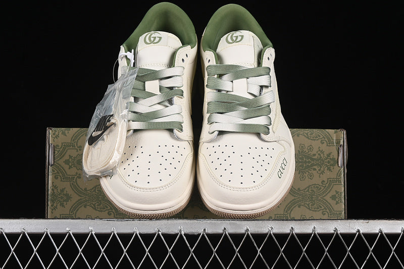Nike Air Jordan 1 Low OG SP Off-White Travis Scott Fragment Design White Green Khaki Soles Sneakers