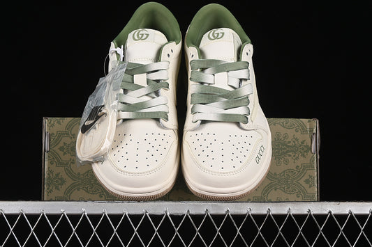 Nike Air Jordan 1 Low OG SP Off-White Travis Scott Fragment Design White Green Khaki Soles Sneakers