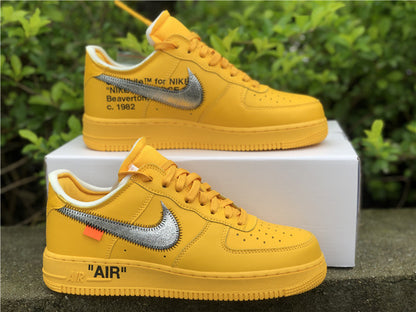 Nike Air Force 1 Low Off White ICA University Gold/Metallic Silver Sneakers