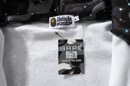 A Bathing Ape BAPE Shark Head Tiger Head Joint Edition Noctilucent Starry Sky Black Hoodie