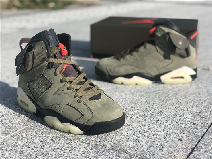 Nike Air Jordan 6 Retro SP Travis Scott Olive Green Sneakers