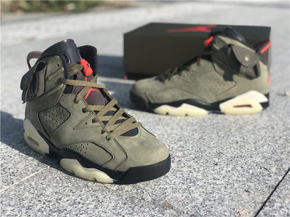 Nike Air Jordan 6 Retro SP Travis Scott Olive Green Sneakers