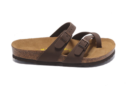 Birkenstock Brown Comfort Toe-Loop Leather Sandals