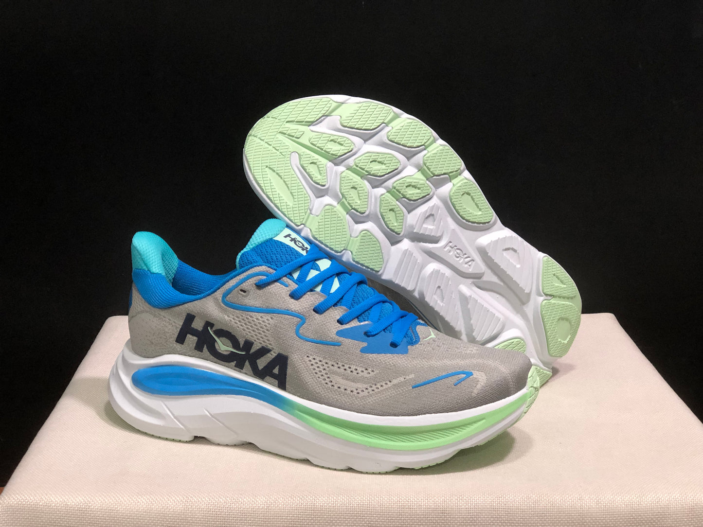 Hoka One One Clifton 10 Fashion Shoes Sneakers Gray/Blue